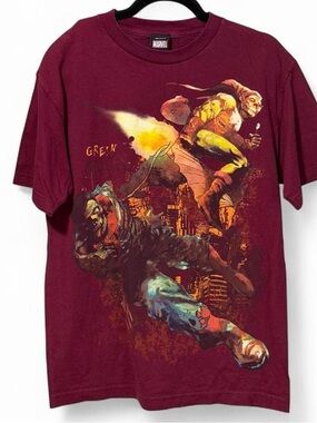 Marvel Mad Engine red graphic tee Size M green goblin